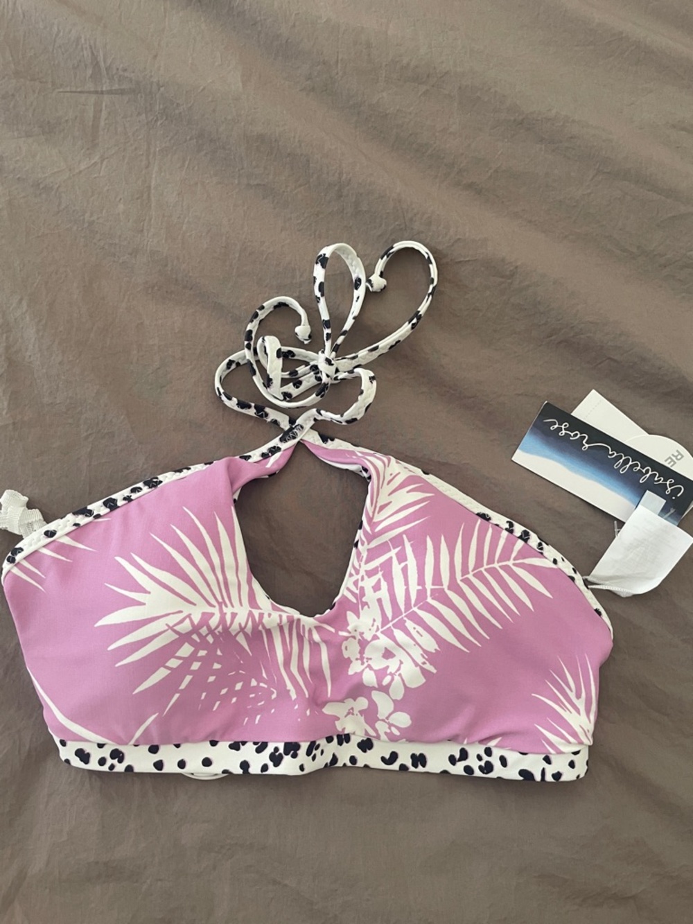Isabella Rose Reversible Bikini Top NWT | Leopard + Purple Tropical Halter 🌴✨ - Picture 5 of 7
